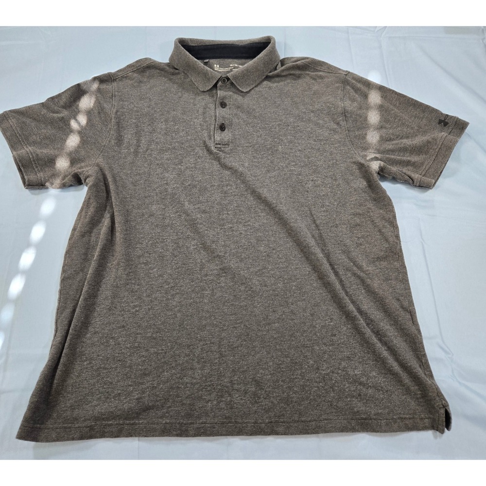 Under Armour Mens HeatGear Loose Fit Polo Shirt XL Gray Heather Short Sleeve